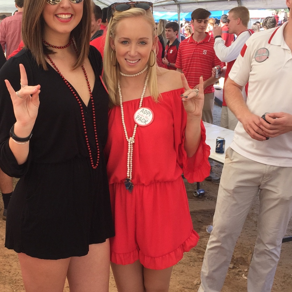 Red OTS Romper from Vestique